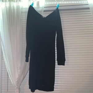 Fashion Nova of the shoulder black mini dress